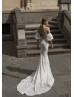 Strapless Ivory Lace Wedding Dress With Detachable Sleeves